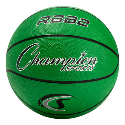 JUNIOR SIZE 5 RUBBER BASKETBALL, GREEN