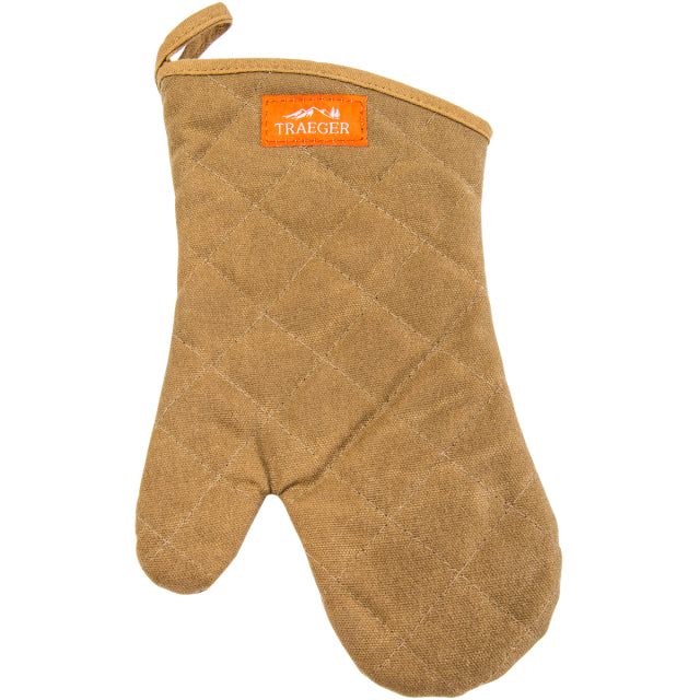 BBQ MITT - BROWN CANVAS AND LEATHER