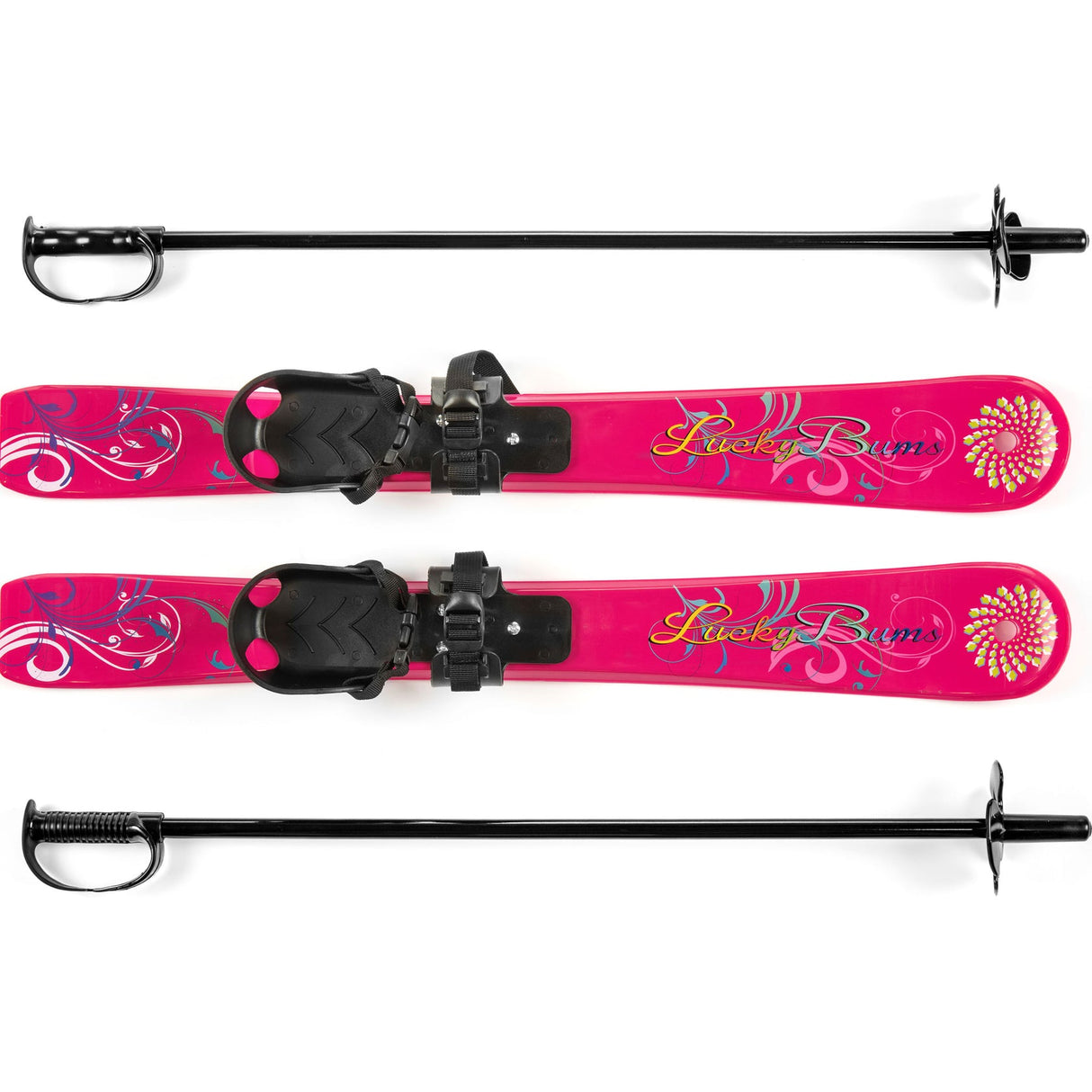 BEGINNER SNOW SKIS POLES SET, PINK