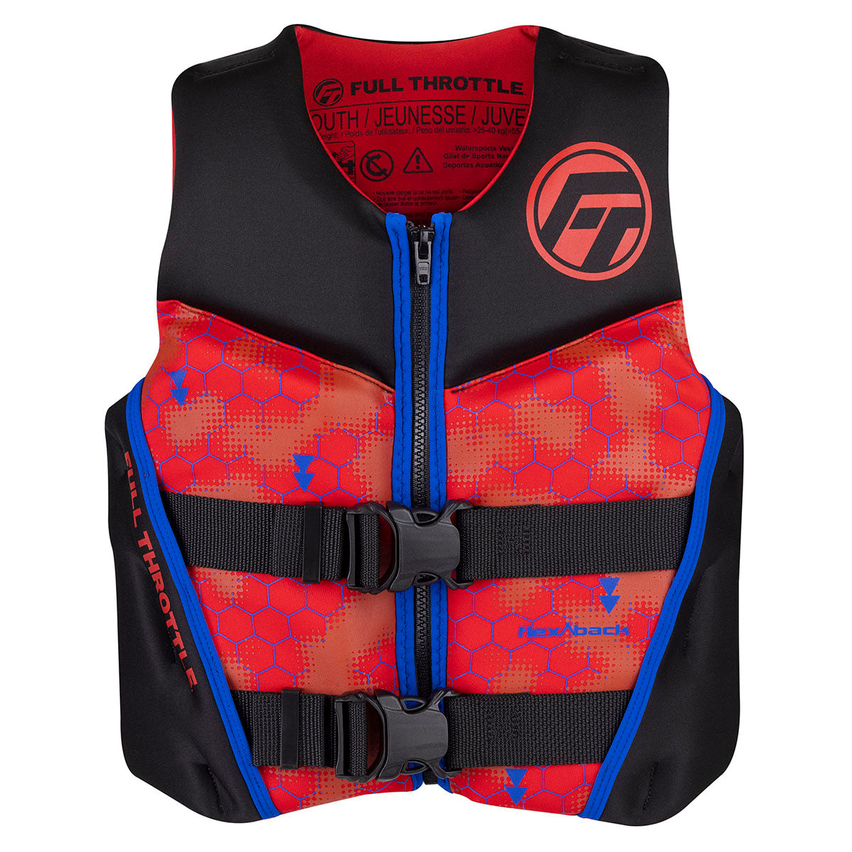 YOUTH RAPID-DRY FLEX-BACK LIFE JACKET (PFD) - RED