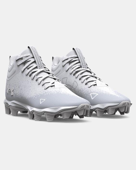 KIDS' UA SPOTLIGHT FRANCHISE FM 2.0 JR. FOOTBALL CLEAT - WHITE/METALLIC SILVER