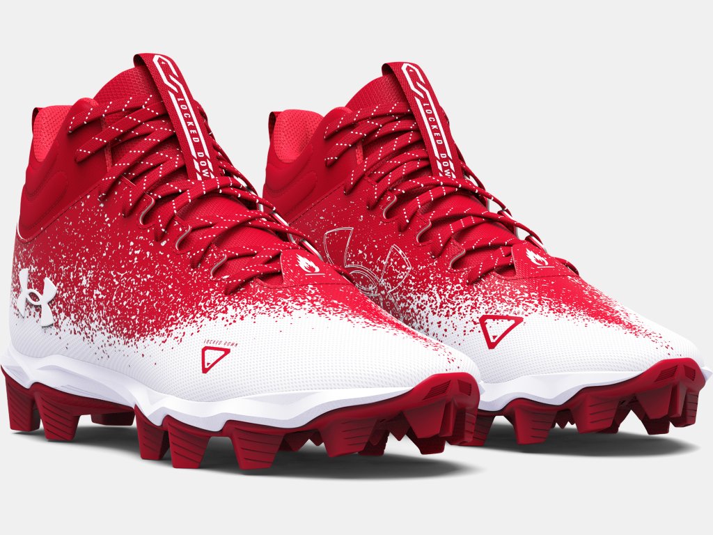 KIDS' UA SPOTLIGHT FRANCHISE RM 2.0 JR. FOOTBALL CLEAT - RED/WHITE