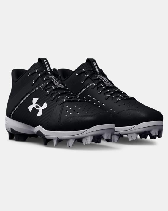 KIDS' UA LEADOFF MID RM JR. BASEBALL CLEAT - BLACK/WHITE