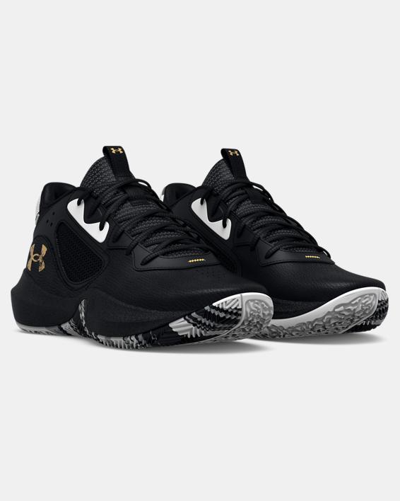 KIDS' GRADE SCHOOL UA LOCKDOWN 6 BASKETBALL SHOE - BLACK/METALLIC GOLD