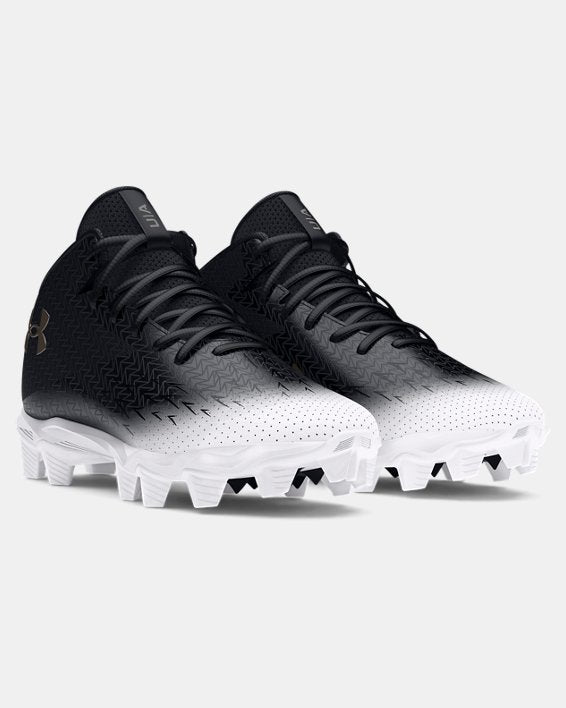 MEN'S UA SPOTLIGHT FRANCHISE 4.0 RM FOOTBALL CLEAT - BLACK/WHITE/METALLIC GUN METAL