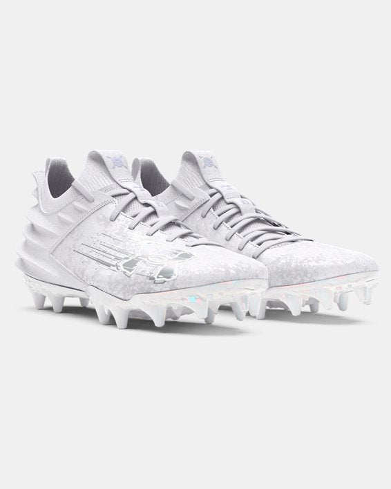 MEN'S UA BLUR 2 MC SUEDE FOOTBALL CLEAT - WHITE/METALLIC SILVER