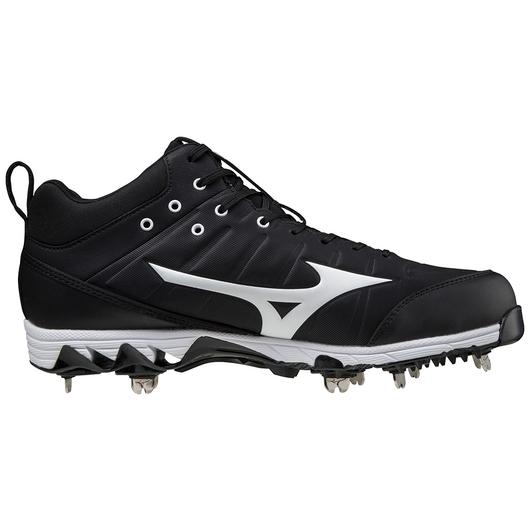 MEN'S 9-SPIKE AMBITION 2 MID METAL BASEBALL CLEAT - BLACK/WHITE