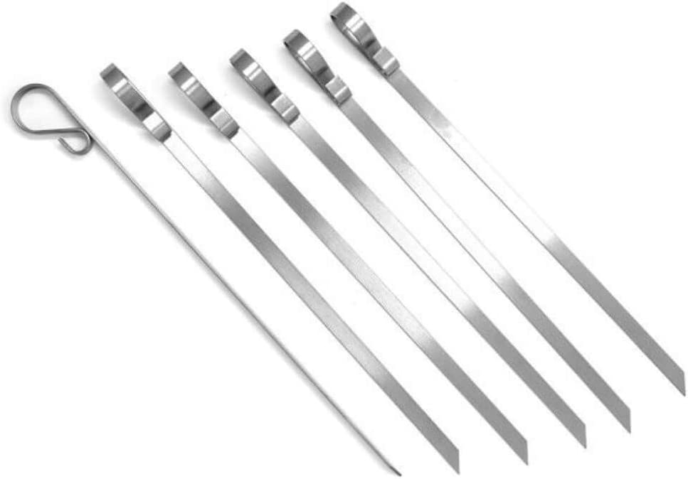 STAINLESS STEEL FLAT SKEWERS, SET OF 6, 12.5 IN LENGTH