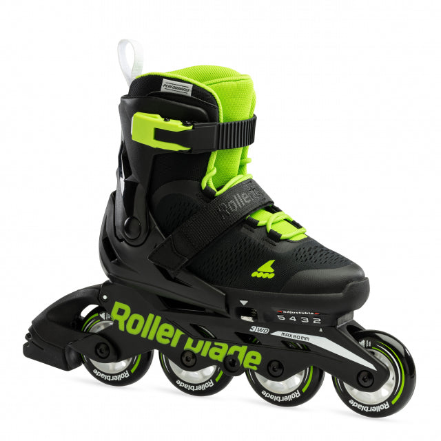 MICROBLADE KIDS ADJUSTABLE FITNESS INLINE SKATE, BLACK/GREEN