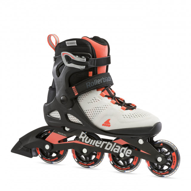 MACROBLADE 80 WOMEN'S ADULT FITNESS INLINE SKATE, GREY AND CORAL, PERFORMANCE INLINE SKATES