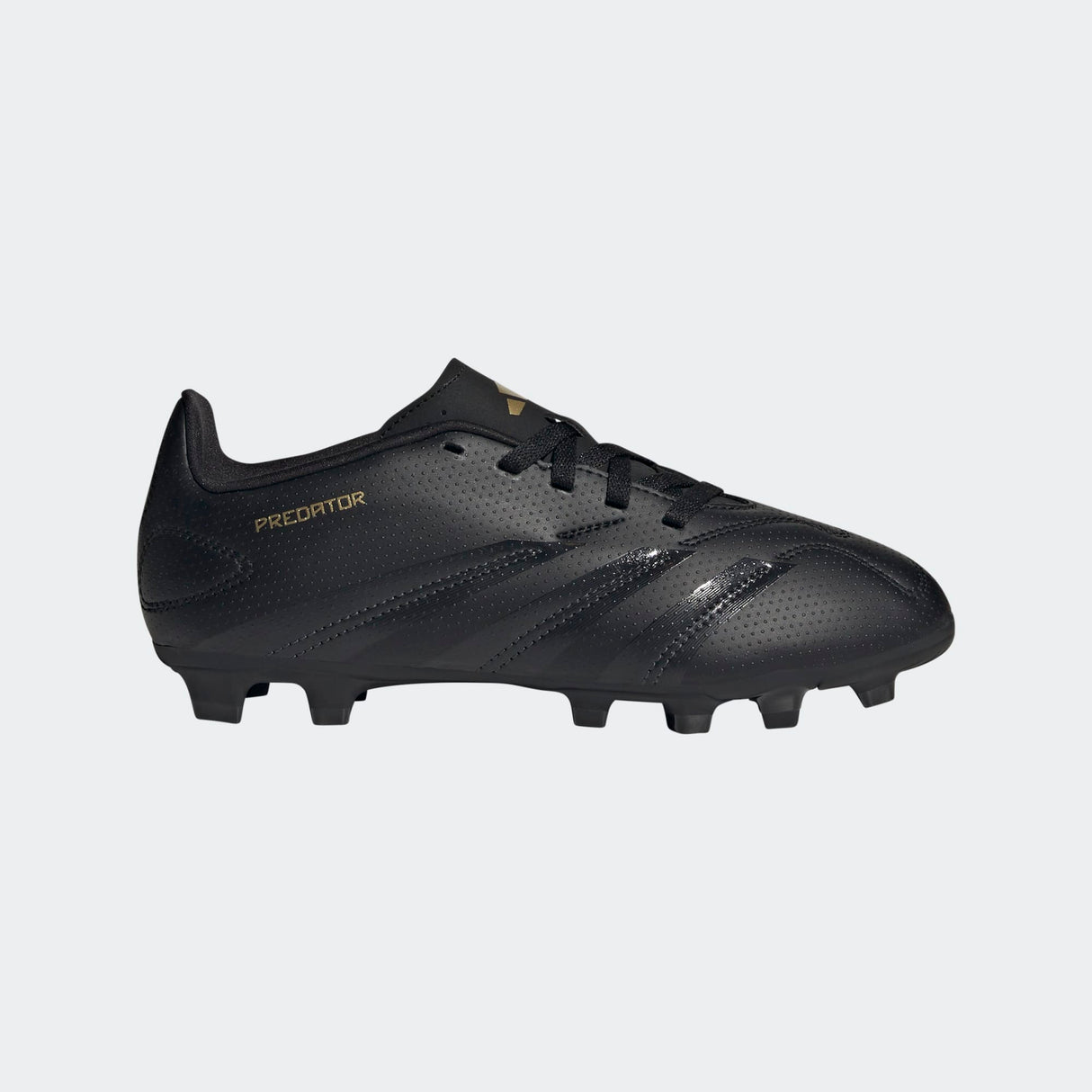 KIDS' PREDATOR CLUB FLEXIBLE GROUND SOCCER CLEAT - CORE BLACK/CARBON/GOLD METALLIC