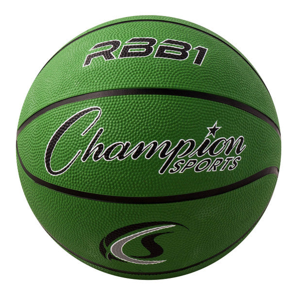 OFFICIAL SIZE 7 RUBBER BASKETBALL, GREEN