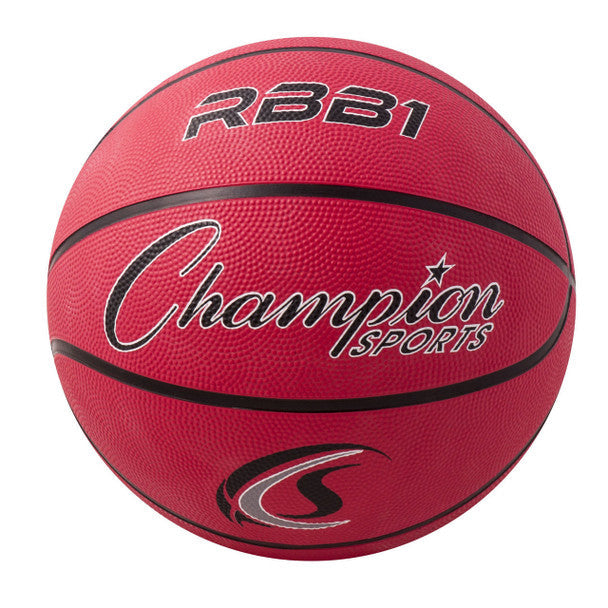 OFFICIAL SIZE 7 RUBBER BASKETBALL, RED