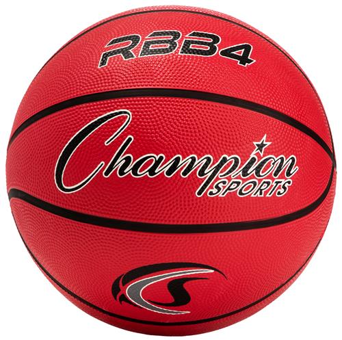 INTERMEDIATE SIZE 6 RUBBER BASKETBALL, RED