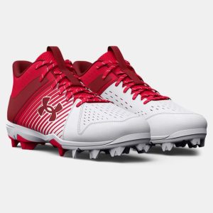 MEN'S UA LEADOFF MID RM BASEBALL CLEAT - RED/WHITE