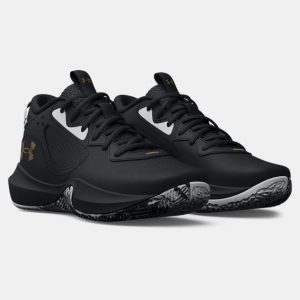 UNISEX ADULTS' UA LOCKDOWN 6 BASKETBALL SHOE - BLACK/METALLIC GOLD
