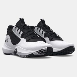 UNISEX ADULTS' UA LOCKDOWN 6 BASKETBALL SHOE - WHITE/JET GRAY/BLACK
