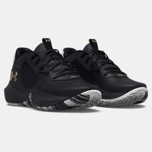 KIDS' PRE-SCHOOL UA LOCKDOWN 6 BASKETBALL SHOE - BLACK/METALLIC GOLD