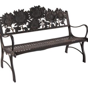 GARDEN BENCH CAST IRON SUNFLOWER